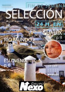 Portada de revista con paisaje y texto destacado