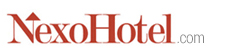 Logo de NexoHotel en color rojo sobre fondo blanco