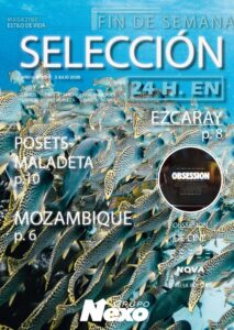 Portada de revista con peces y títulos de artículos destacados