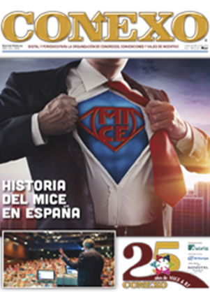 Portada de la revista Conexo con temática del MICE en España